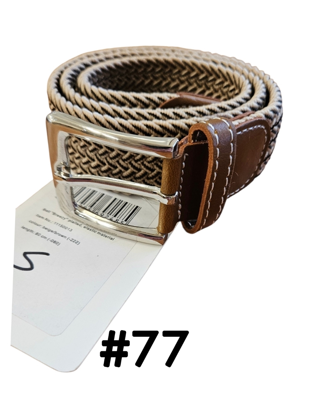 USG Women's Belt - Breezy Beige/Brown Stretch Belt 80cm